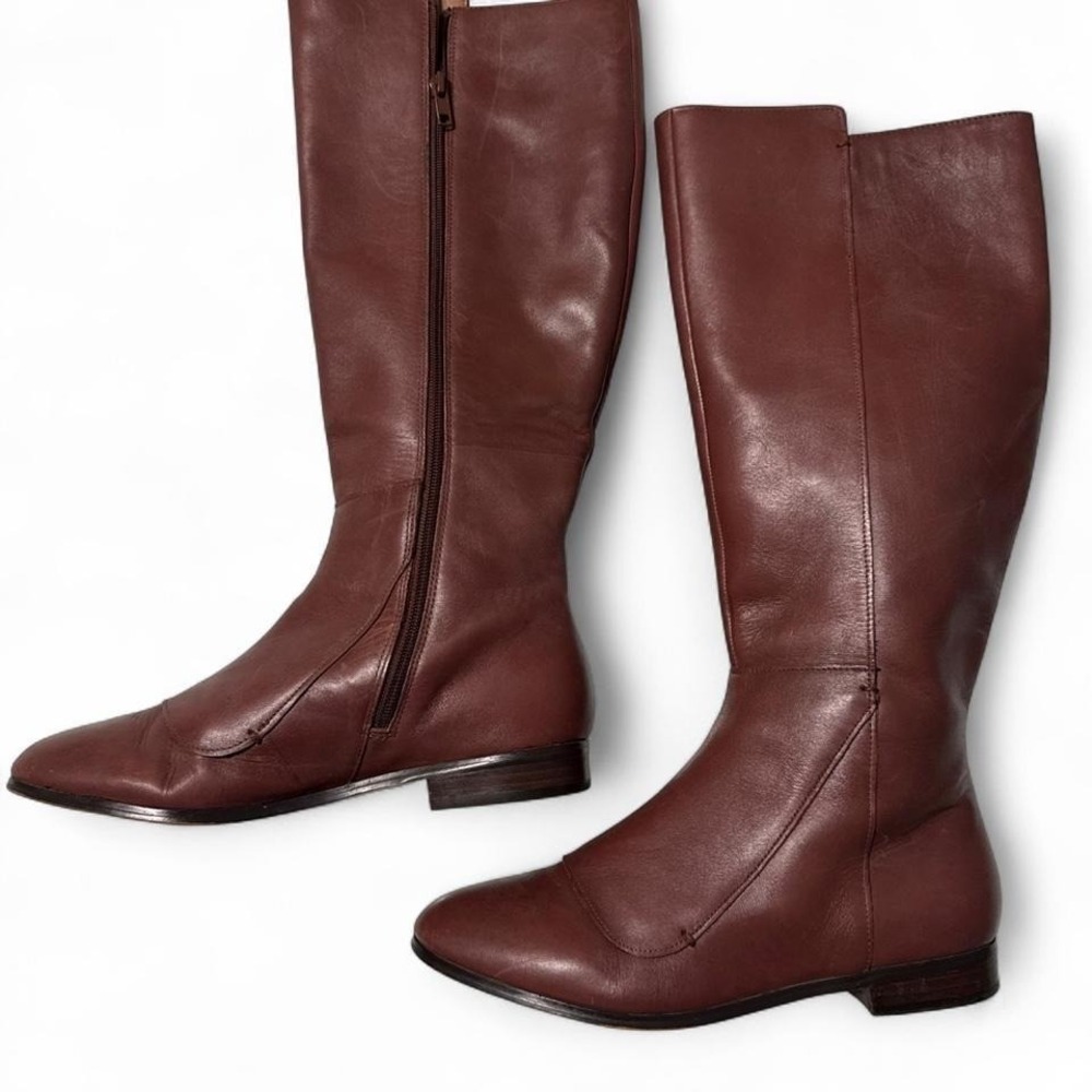 Firth Womens 9 Brown Leather Tall Riding Boots Knee High‎ Equestrian Minimalist
